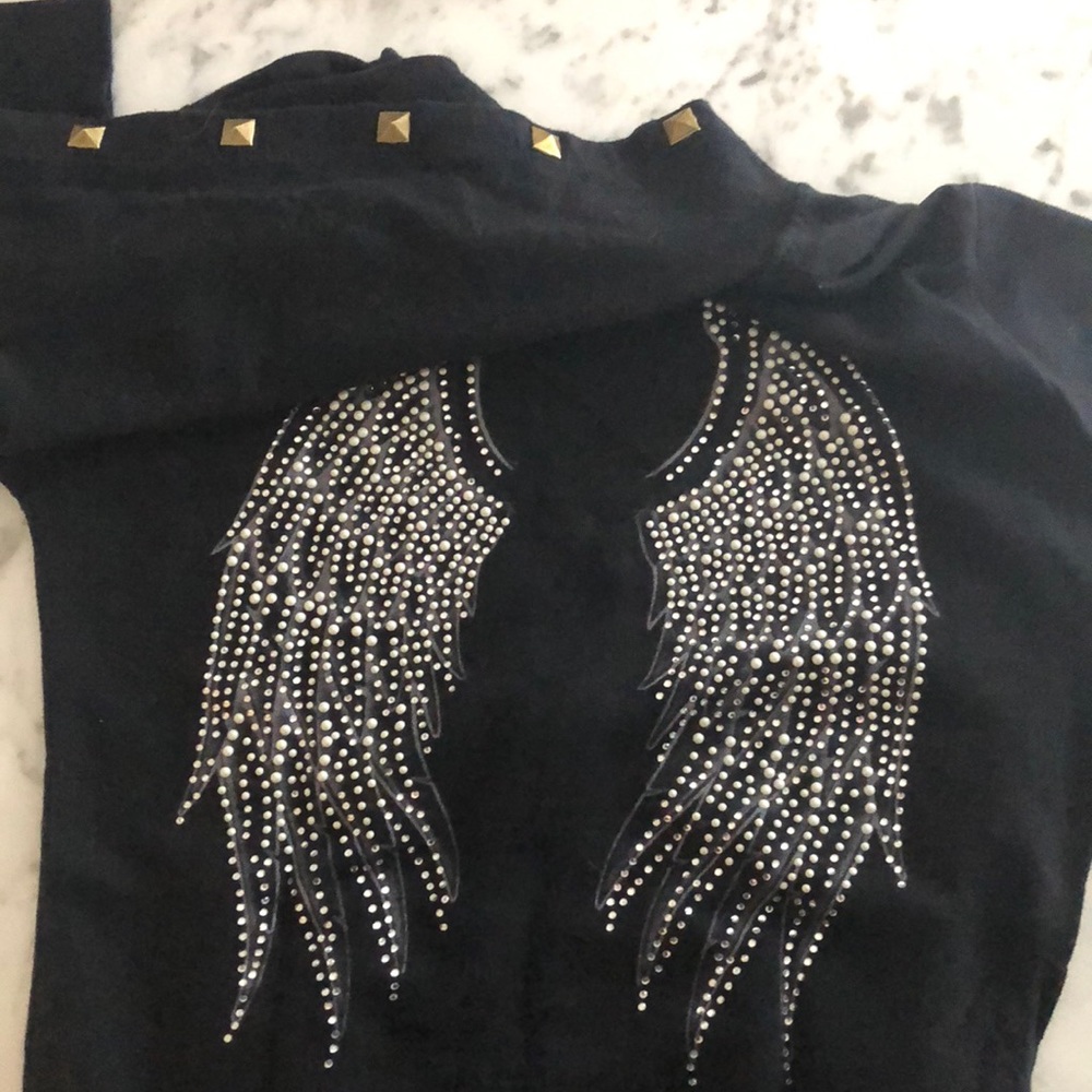 Broke down black sweatshirt with wing studs